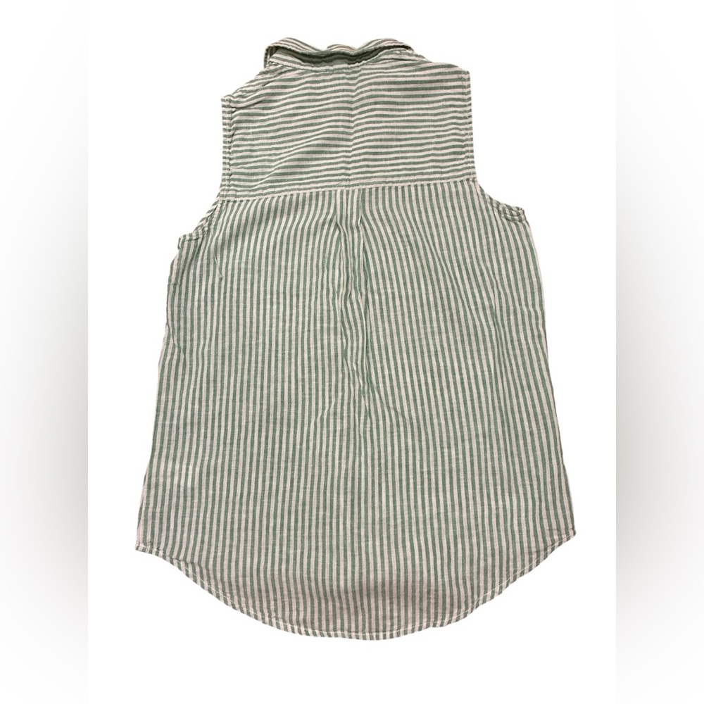 beachlunchlounge collection Linen/Cotton green & white stripe top. Size Small. - Picture 2 of 12